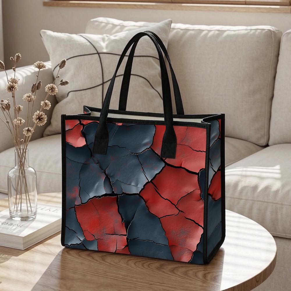 Crack Pattern Tote Bag Fashion Large Capacity Casual Daily Shoulder Handbag for Outdoor Shopping