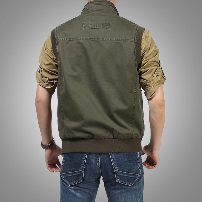 Jidengpu Men's Casual Multi-Pocket Cotton Vest - Spring & Autumn Outerwear