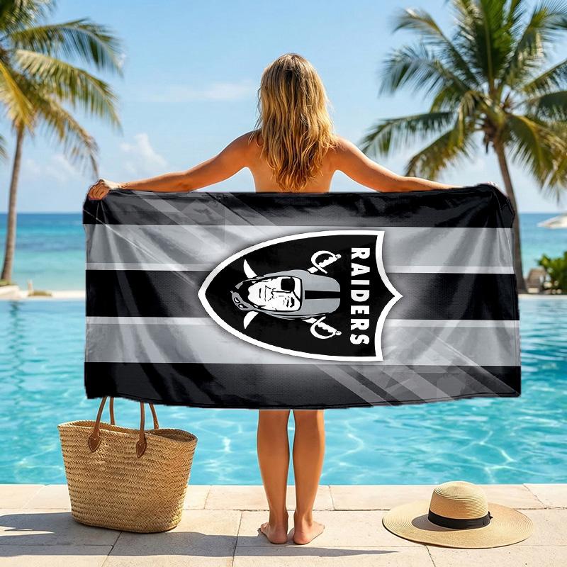 Asciugamano da Spiaggia alla Moda Las Vegas Raiders Asciugamano Portatile Morbido Asciugatura Rapida per Nuoto Campeggio Vacanze