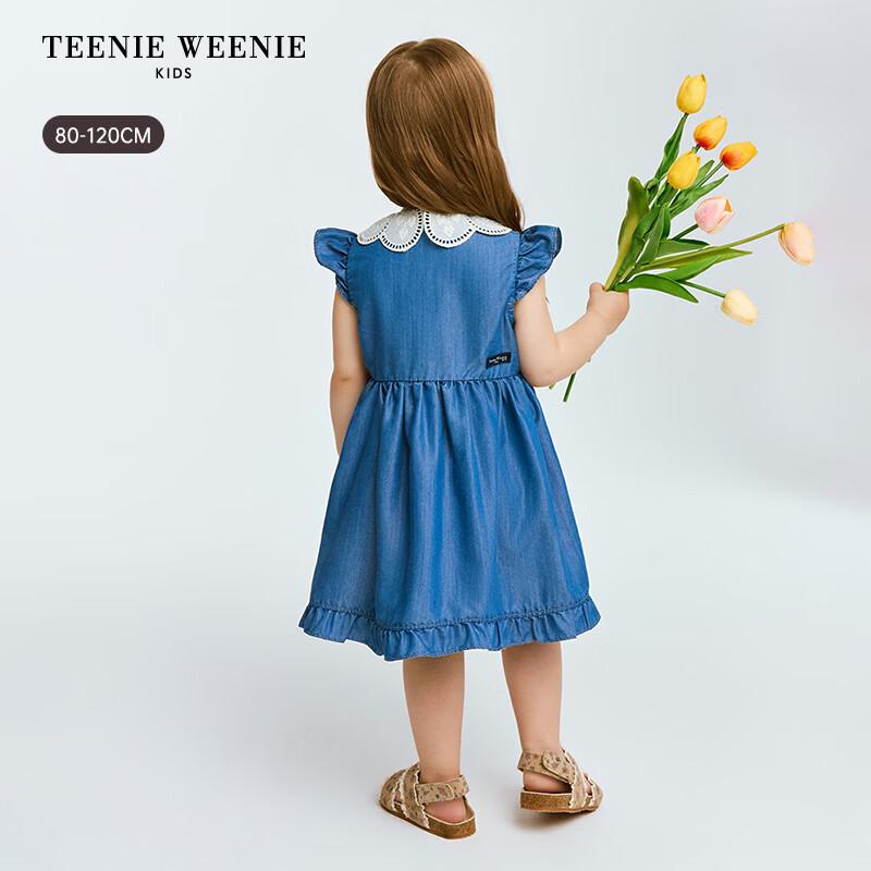 Teenie Weenie Kids Girl's Petal Collar Fly Sleeve Denim Dress