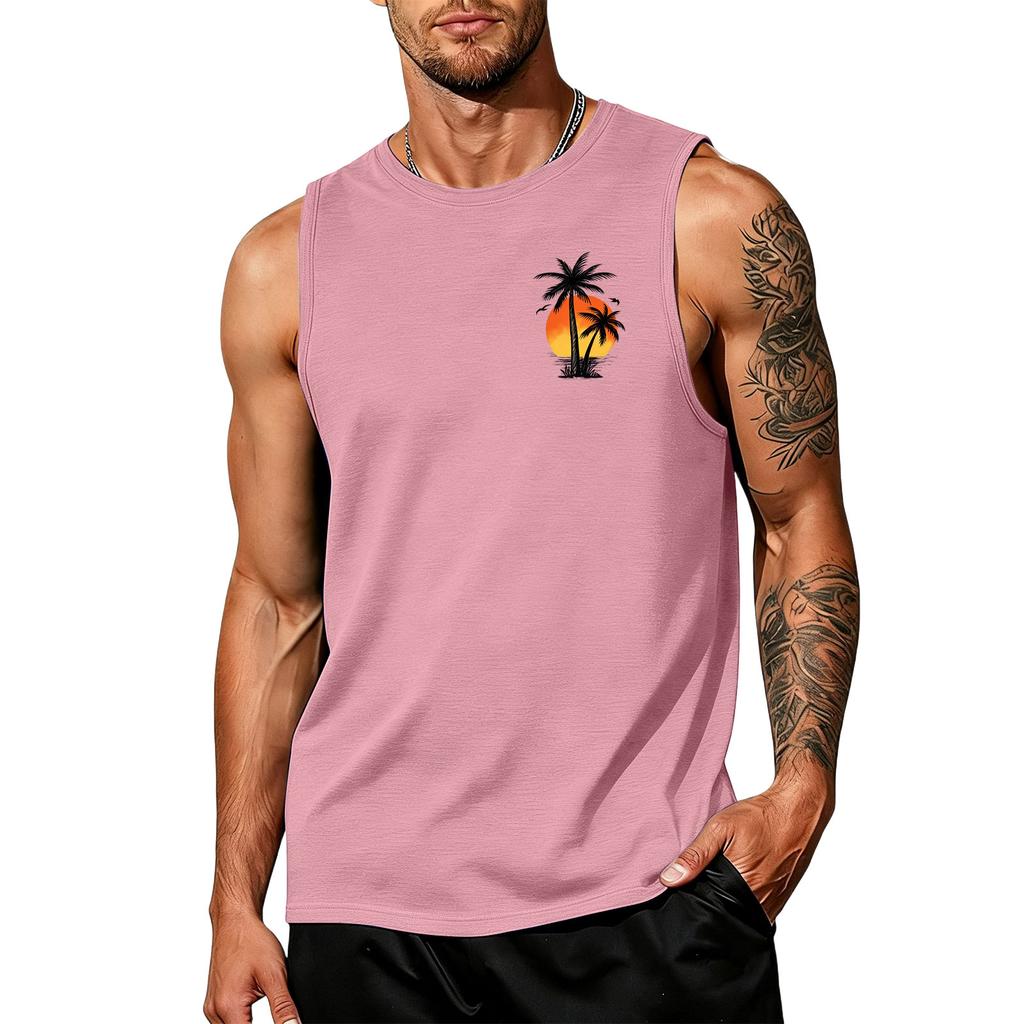 Men's Loose And Casual Hawaiian Print Sleeveless Shirt
