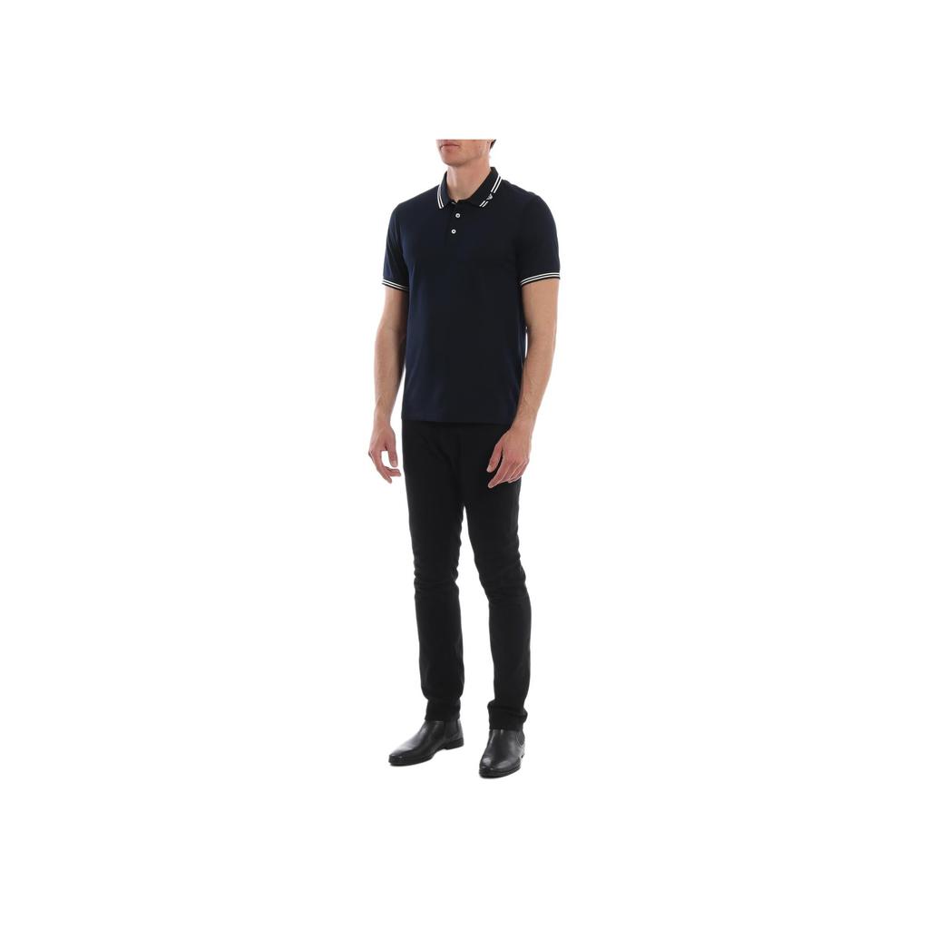 Emporio Armani Blended Short Sleeve Polo Shirt Men Tops Navy-Blue 3G1FL0-1JBQZ-0920