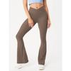 New Cross-Waist Sensual Sheer Yoga Pants Slimming High-Waisted Butt-Lifting Workout Fitness Solid-Colour Flared Trousers