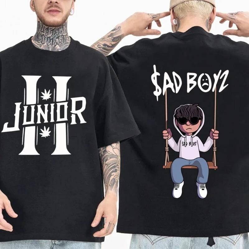 Tricouri Junior H Sad Boyz Unisex Harajuku cu Gât Rotund și Mânecă Scurtă Cadou pentru Fani Tricouri Casual pentru Bărbați Bumbac Top de Vară