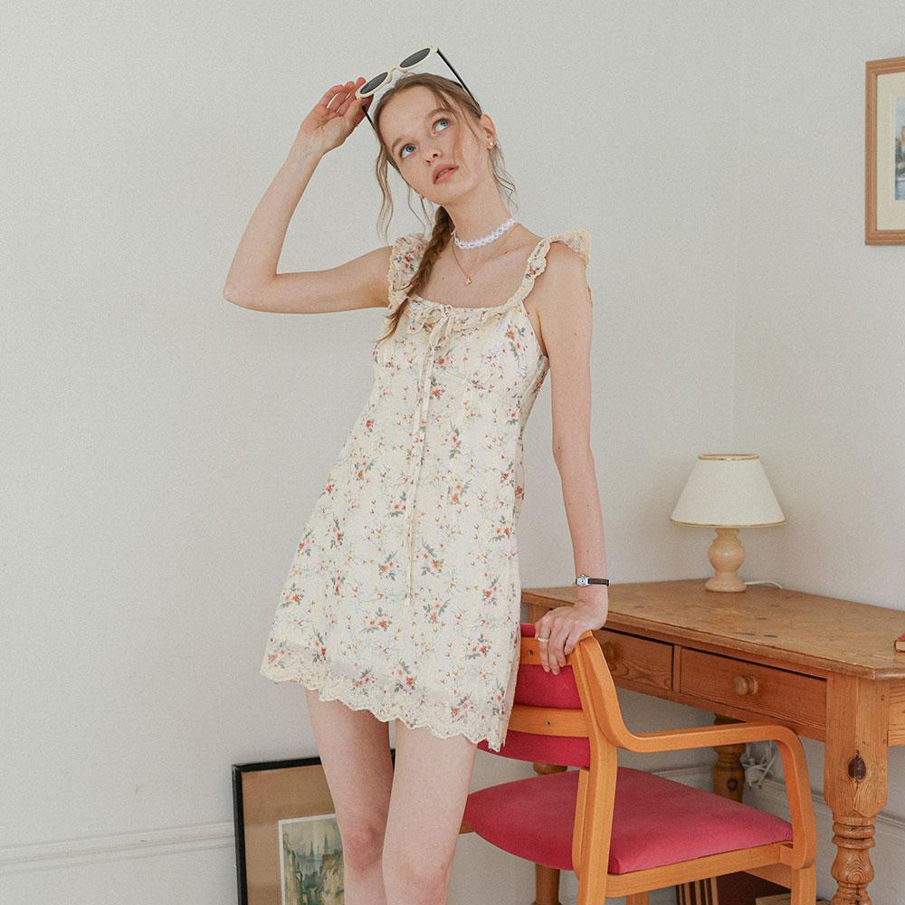 Deondeulob Dd_Floral Lace Hem Mini Dress_2Color