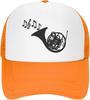 French Horn Music Notes Trucker Hat Adjustable Mesh Back Sun Protection Outdoor Cap
