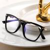 Quadratische Myopiebrille für Damen Herren Trendiger Großer Metallrahmen Nahsicht Brillen Anti Blaulicht Minus Dioptrien Brillen