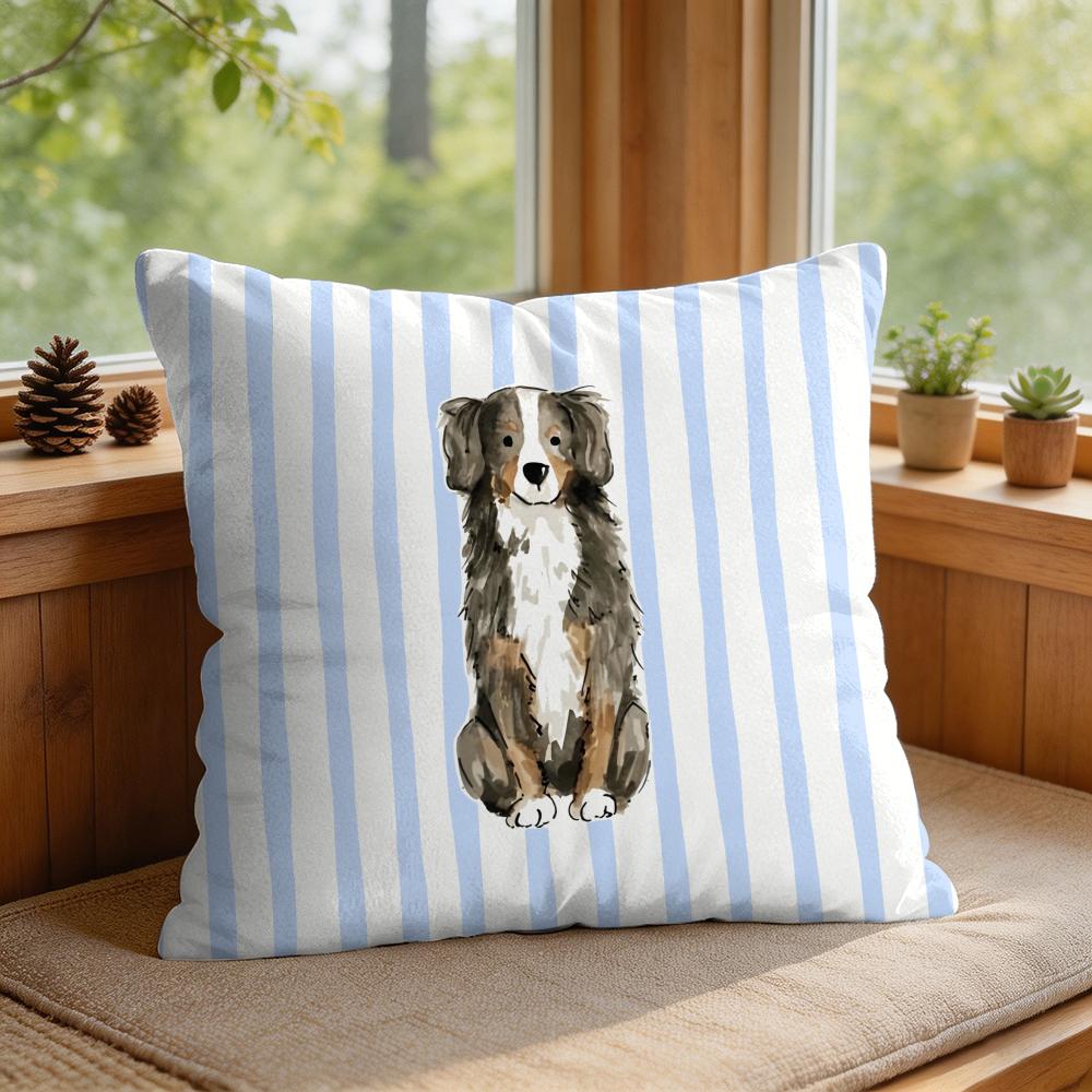 Simple Striped Marine Dog Cushion Cover Square Short Plush Pillow Case Living Room Sofa Home Decor Funda X
