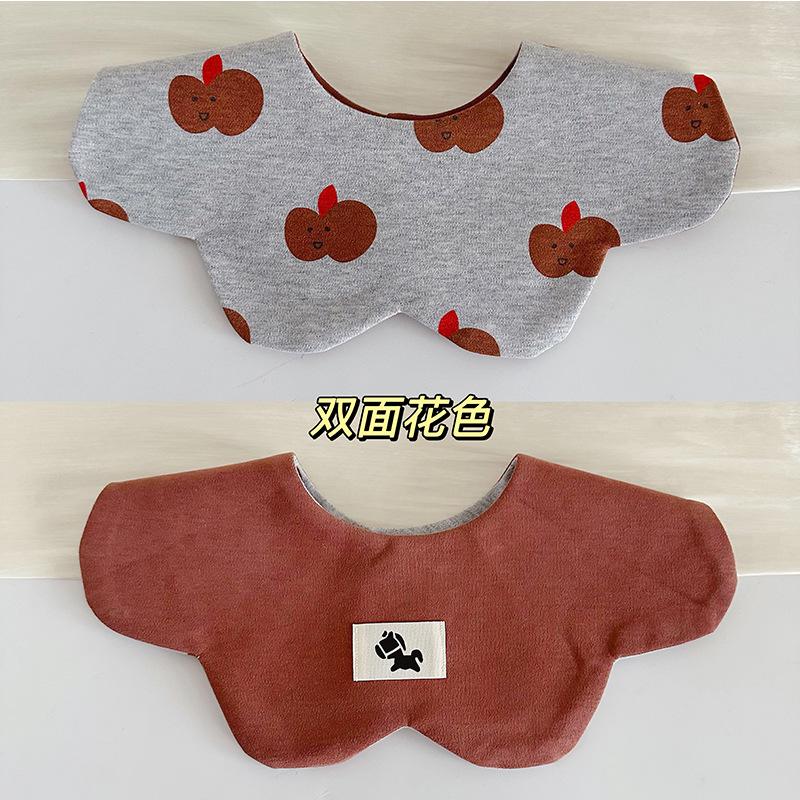 Ins Korean-style BBN New-arrival Cotton Baby Bib Double-sided Saliva Towel Animal Cartoon Polka Dots Sweat-absorbing Ruian