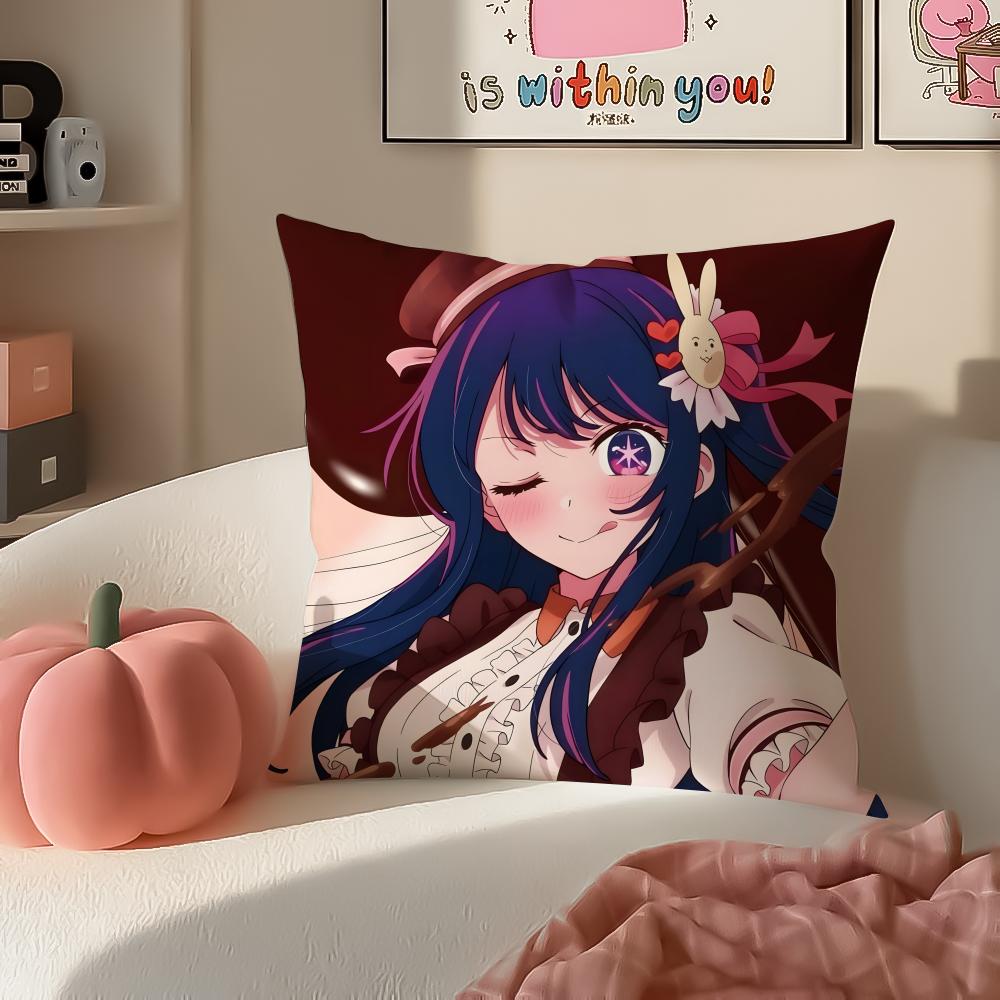 OOshi no Ko HHoshino Ai Cushion Cover Pillowcase Short Plush Invisible zipper Room Sofa Cushion Cover