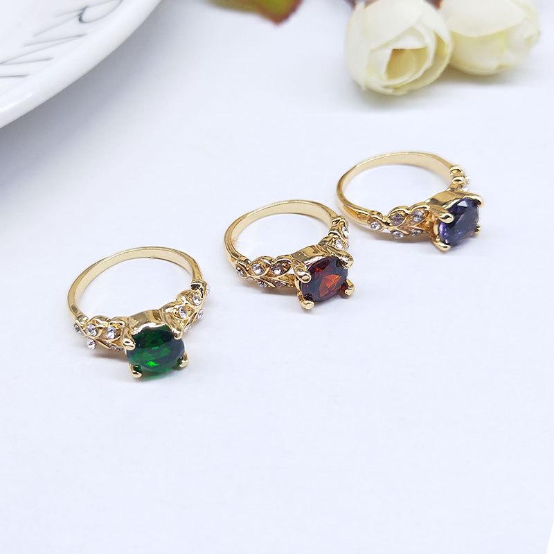 12Pcs Simple Color Zircon Crystal Ring for Women Ring Accessories