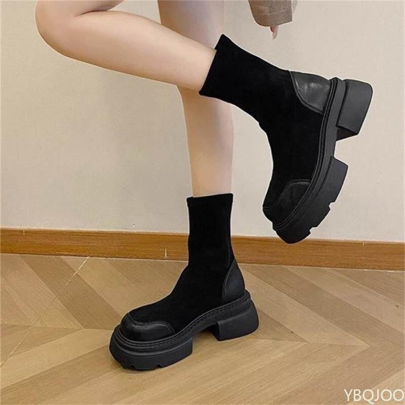 New Spring Autumn Thick soled Height Boosting Retro Short Boots Women's Casual Simple Anti slip Wear resistant Short Boots