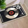 Retro Record Player Print Flannel Area Rug Music Theme Soft Comfortable Floor Mat For Living Room Bedroom Study