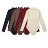 YPFF Women's Trendy Mesh High Neck See-Through Bodysuit - Slim Fit Long Sleeve Top