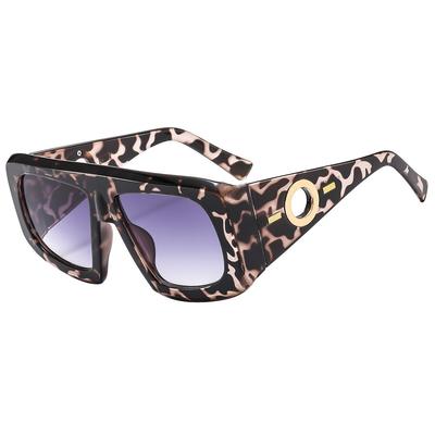 Retro Luxury Leopard Print Gradient Square Women Sunglasses Brand Contrasting Color Frame Wide Leg Design Men Glasses Uv400