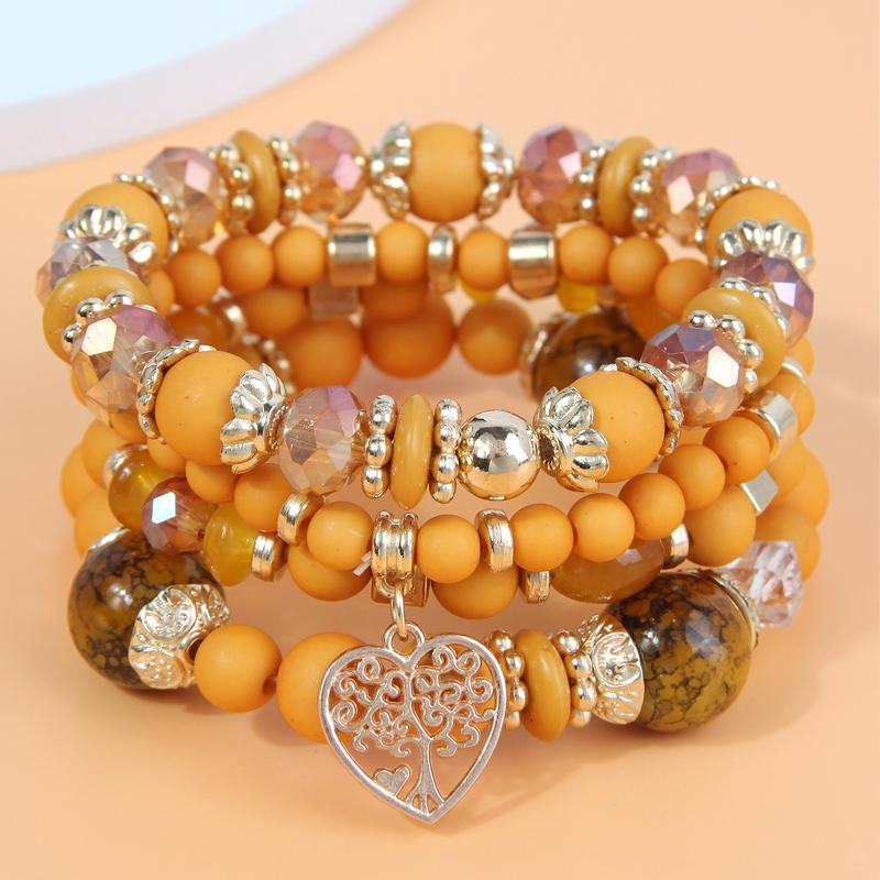 DIEZI Bohemian White Crystal Beads Strand Bracelets For Women Girls Ethnic Tree Of Life Charm Wrap Bracelet Pulseira Feminina