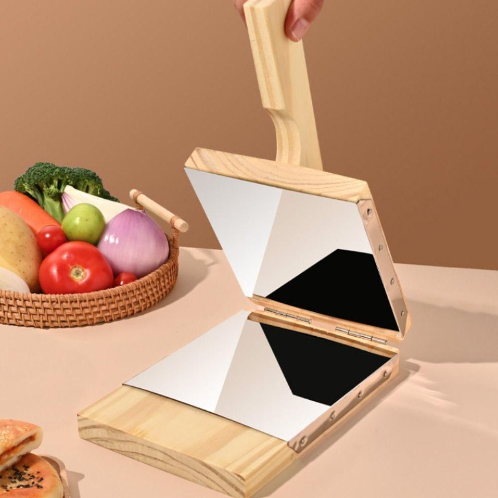 Manual Wooden Square Tortilla Presser Stainless Steel Gasket Non-stick Dumpling Skin Presser Mold-resistant Labor-Saving