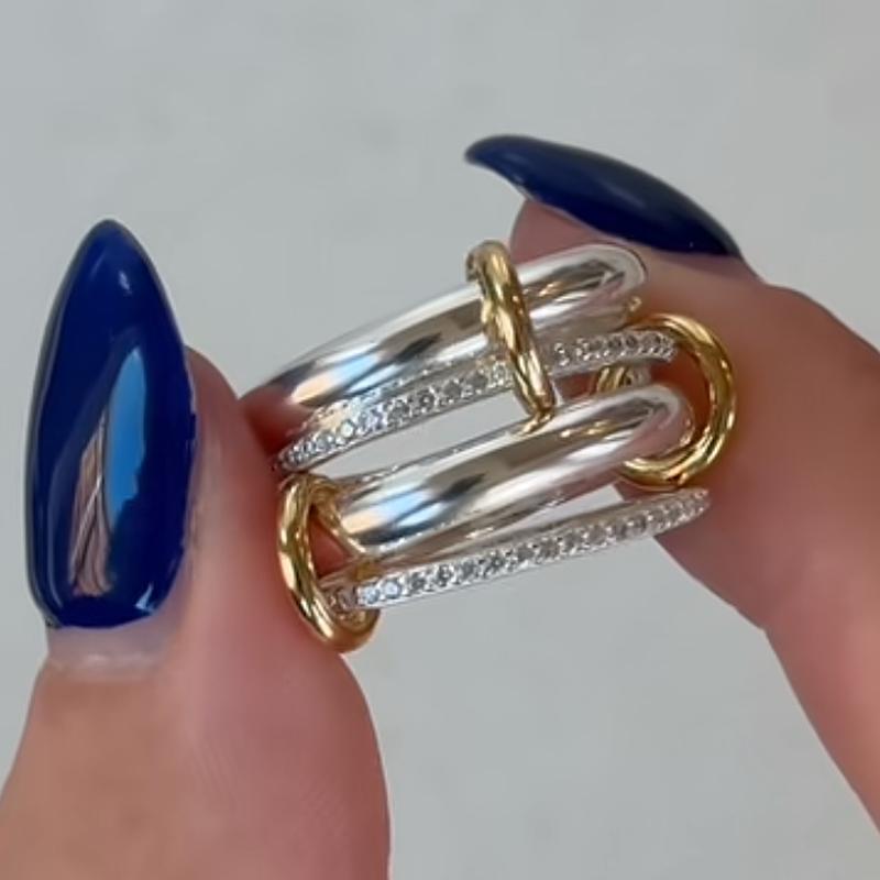 

4pcs/set Spinelli Kilcollin Ring Stainless Steel Micro Paved CZ White Gold Color Stackable Rings For Women Fashion Jewelrly 10