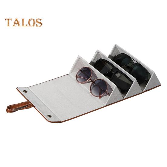 Etui na okulary podróżne składane zapięcie zatrzaskowe pętla do zawieszania wewnętrzne lusterko okulary przeciwsłoneczne organizer na biżuterię skóra wegańska ochronna torba do przechowywania