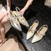 Rhinestones with skirts and heels women's new summer pointed head thin heel bag head empty temperament sandals women