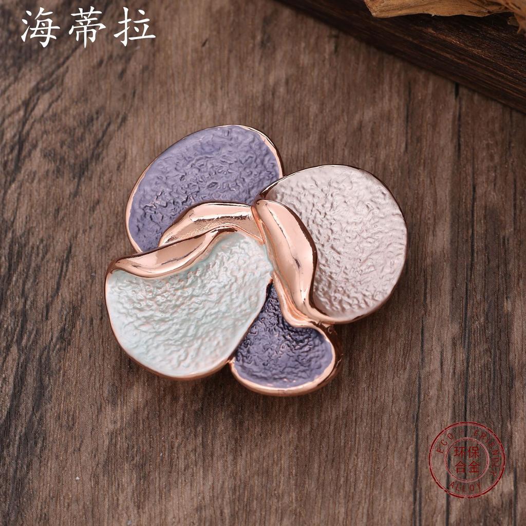 New Geometric Petal Combination Enamel Color Flower Magnetic Brooch Color Oil Ladies Multifunctional Brooch