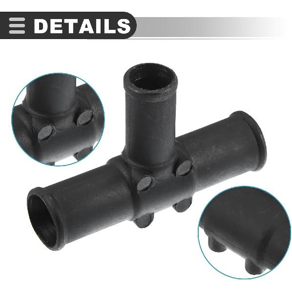 Motoforti Connector Heater Hose Output T Pipe, for Toyota Land Cruiser 1992-2007, 87248-60460, Plastic, Black, 2 Pcs