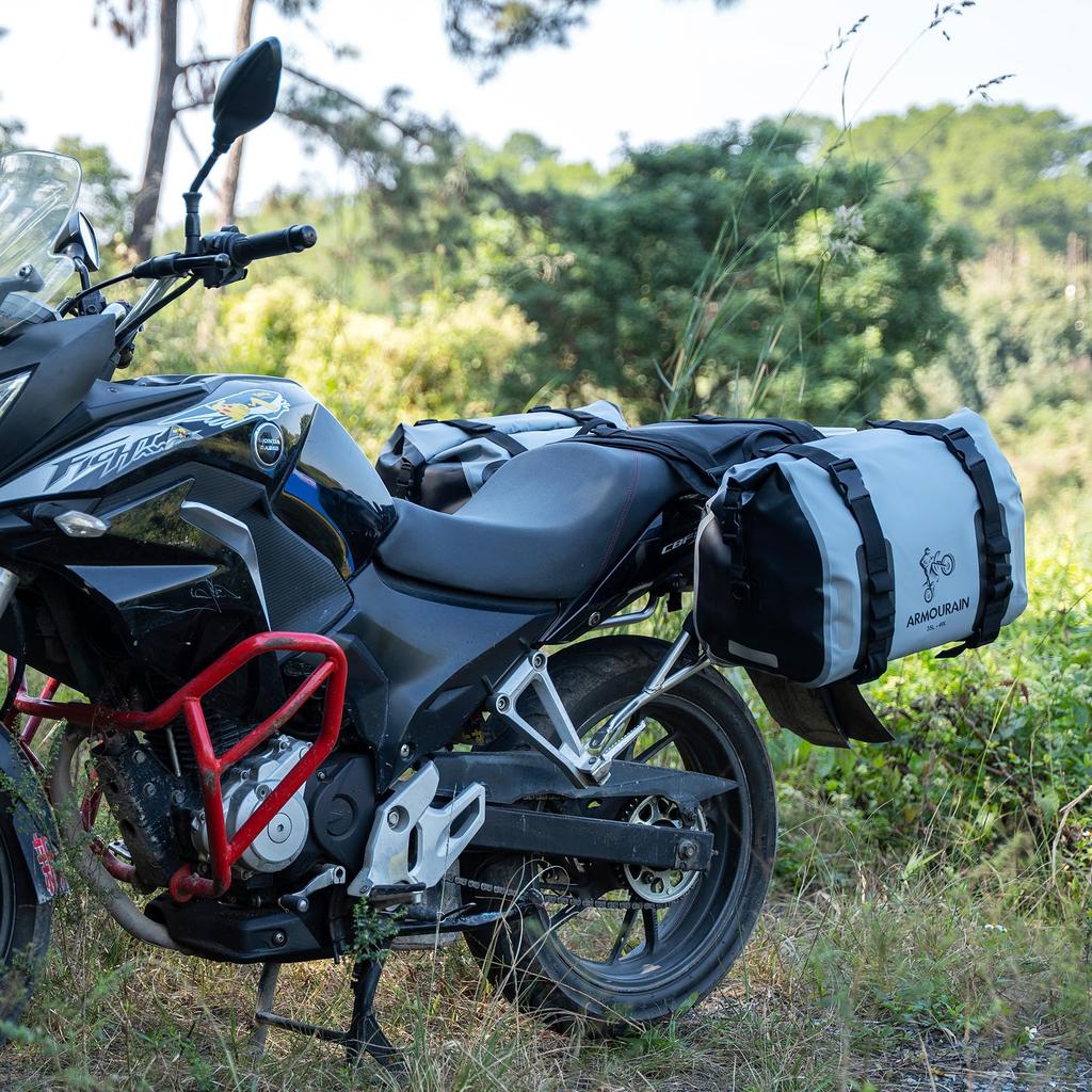 ARMOURAIN Motorcycle Saddle Bag 70L Motorcycle Gear Riding Rear Seat Bag (35L2) (Grey)