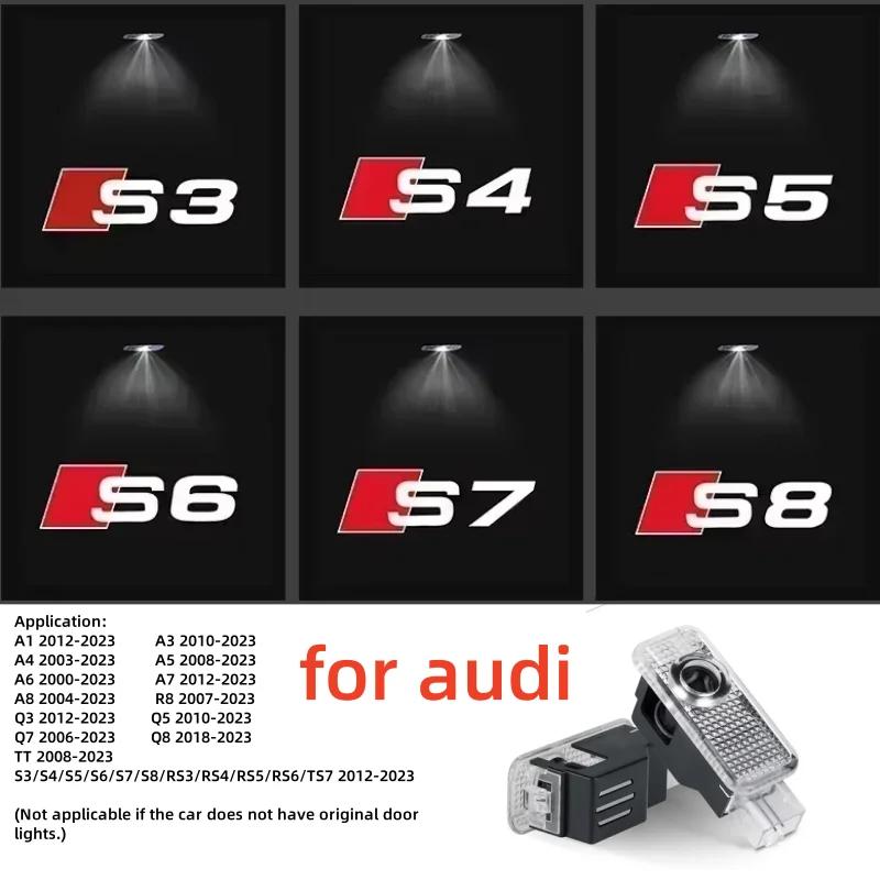 2/4PCS car door LED landing projection welcome lights for Audi Sline S3 S4 S5 S6 S7 S8 RS Gecko Quattro auto parts.