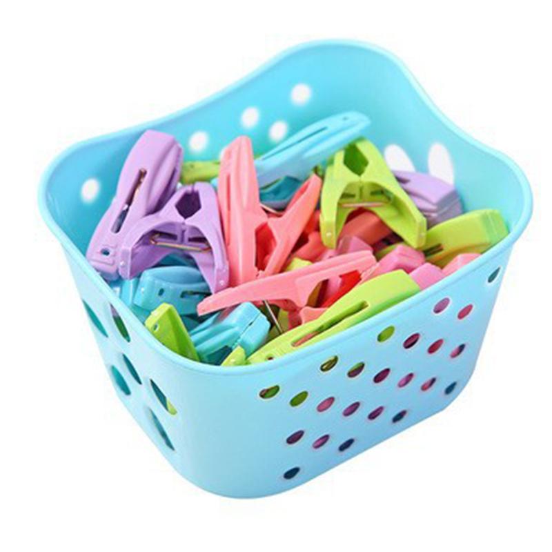 30Pcs Plastic Clothes Pegs Laundry Clothespin Clothes Pins Storage Organizer Quilt Towel Clips Spring With Basket Cabides Hanger