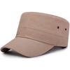 Men's Breathable Cotton Adjustable Flat Cap with Eyelets and Metal Label