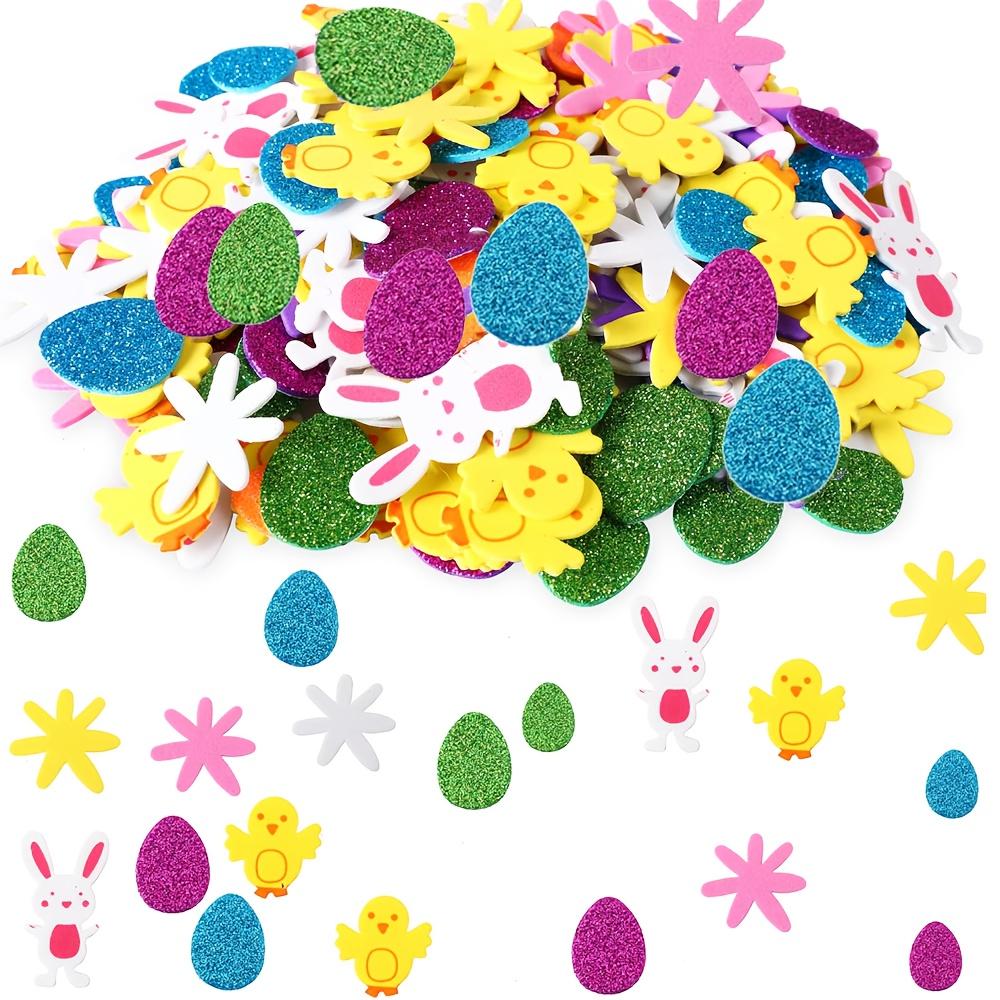 120pcs Easter Bunny and Chicken Egg Shaped 3D Stickers Cartoon Pattern Self-adhesive Single Use Spring Season Party Decoration