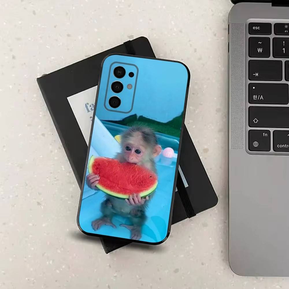 Cute Funny Monkey For Samsung Galaxy A73,31,71,53,32,72,Note,22,41,8,9,52,J7,Soft Black Silicone Cover Case
