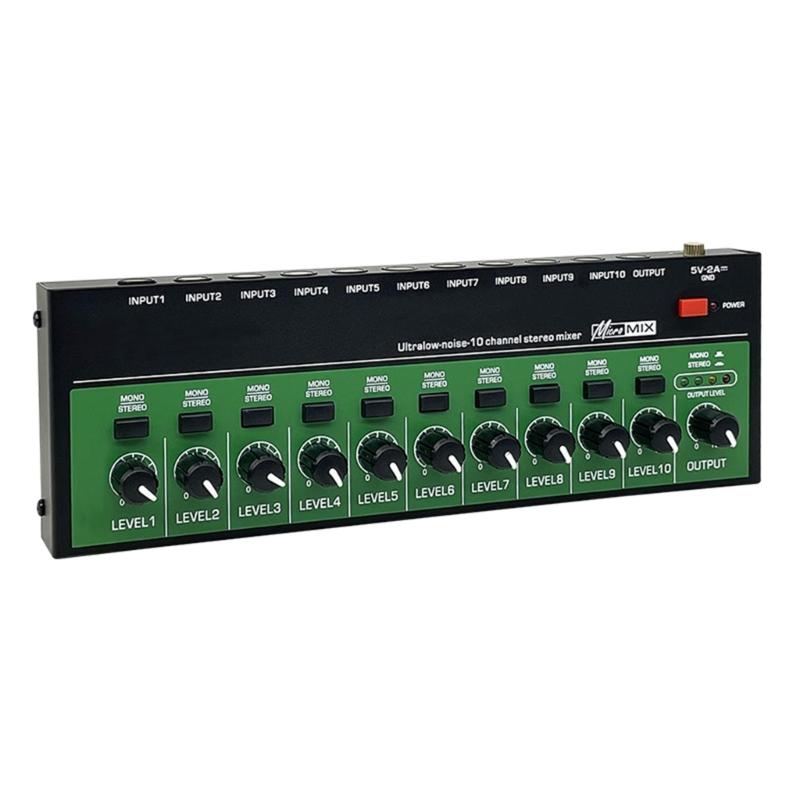 

Sound Mixer with 10Channels, Stereo Support, Easy Operate for Sound Enthusiasts 10Input Mixing Board 1Output 1
