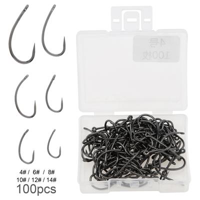100 szt. Stal wysokowęglowa Okrągły Kształt Trzonek Bezzadziorowe Haczyki Wędkarskie 4-14# do Karpi Wędkarstwa Muchowego Sprzęt Słodkowodny