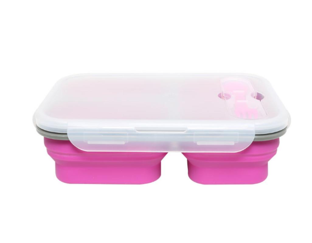 1100ml Portable Silicone Lunch Box Large Capacity Portable Lunch Box LUNCH BENTO BOX REALLY ECO ECO Folding Box | ECOMATIC (pink)