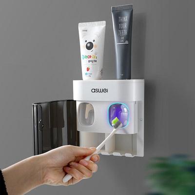 Punch-Free Wall-Mounted Toothbrush Holder and Automatic Toothpaste Dispenser
