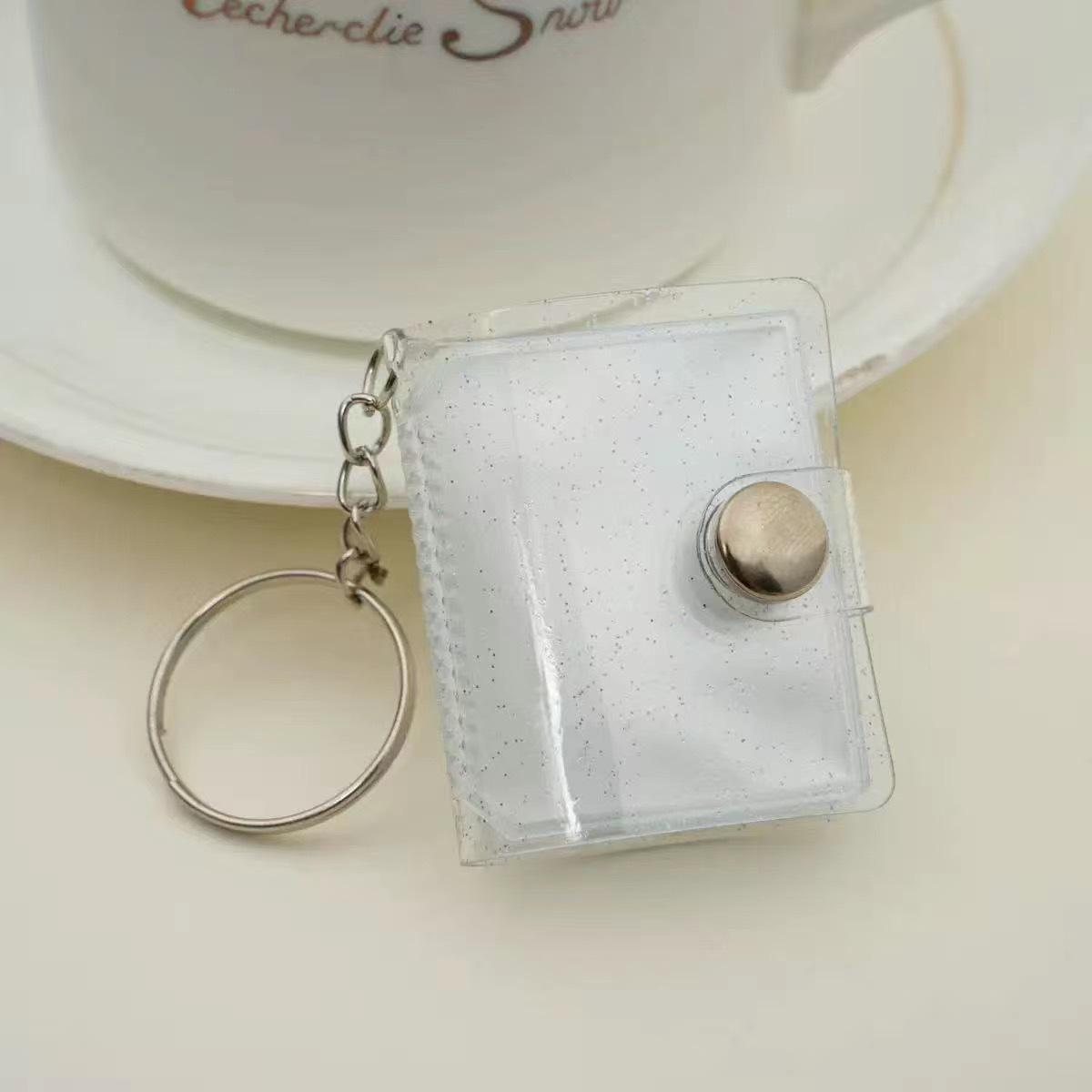 Compact Keychain Photo Album: 1-inch & 2-inch Portable Card Holder with Insert Type ID Photo Storage. Holds 16 Photos