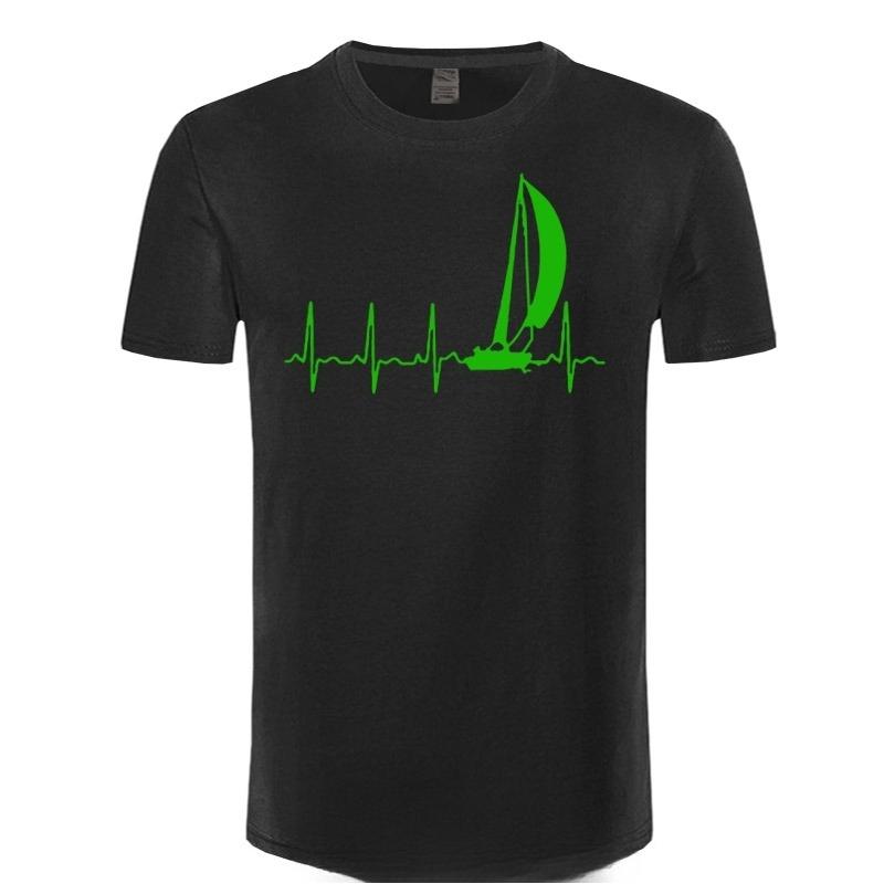 Sailing T Shirt SAILING IN A HEARTBEAT TShirt Summer Graphic Tee Shirt Cute 100 Cotton Short Sleeve Mens Tshirt