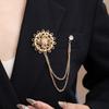 Wind, Fashion, Simple And Atmospheric Design, Flower Badge, Collar Pin, Double-Layer Fringed Chain, Brooch, Corsage Accessories.