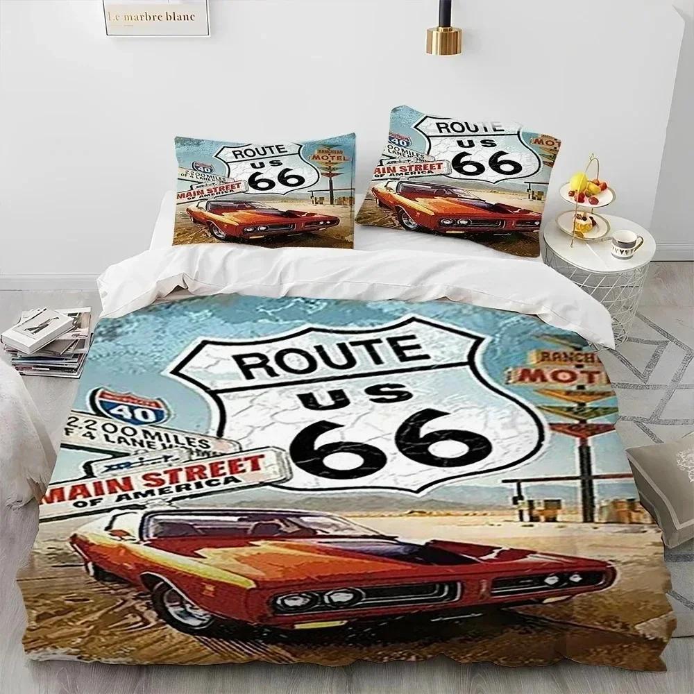 Historic Route 66,Mother Road,mãe Estrada Bedding Set Printed With Pillowcase Duvet Cover Soft Queen King Size Bedclothes Home