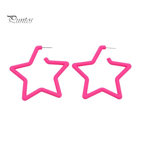 

1 пара преувеличенных полых звездных серег-гвоздиков ярких цветов, акриловые серьги-гвоздики, модные ювелирные изделия, аксессуары, подарок розы красного