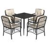 VidaXL Ensemble à Manger de Jardin avec Coussins 5 pcs, Table et Chaises de Patio, Meubles d'Extérieur Terrasse, Moderne, 3212083