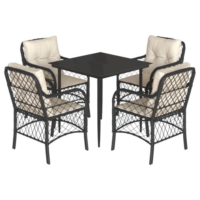 VidaXL Garden Dining Set with Cushions 5 Pcs, Patio Table and Chairs, Outdoor Furniture Terrace, Modern, 3212083