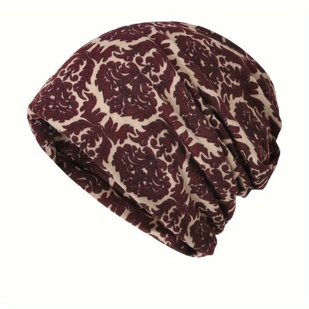 Contrasting Colors Pullover Hat Plaid Print Keep Warm Women's Pile Hat  Autumn and Winter