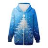 Ladies Fashion Casual Christmas Print Sweatshirt  Winter Long Sleeve Cardigan Jacket With Pocket Zipper Hoodie Jacket