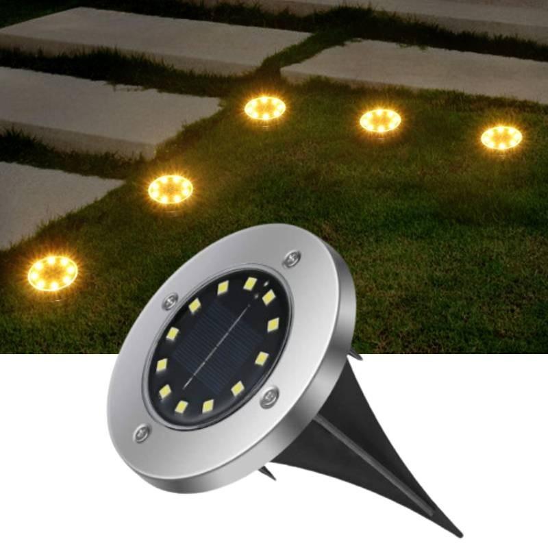 Outdoor Stainless Steel 8 Led Solar Ground Lights Waterproof For Garden Lawn Patio