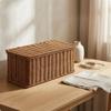 RattanCordHider Box BasketLike Lidded Cable Desktop Power Board Cover Double Opening