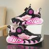 Kids Basketball Shoes Boys Girls Lightweight Synthetic Leather Sneakers With Rotating Buckle