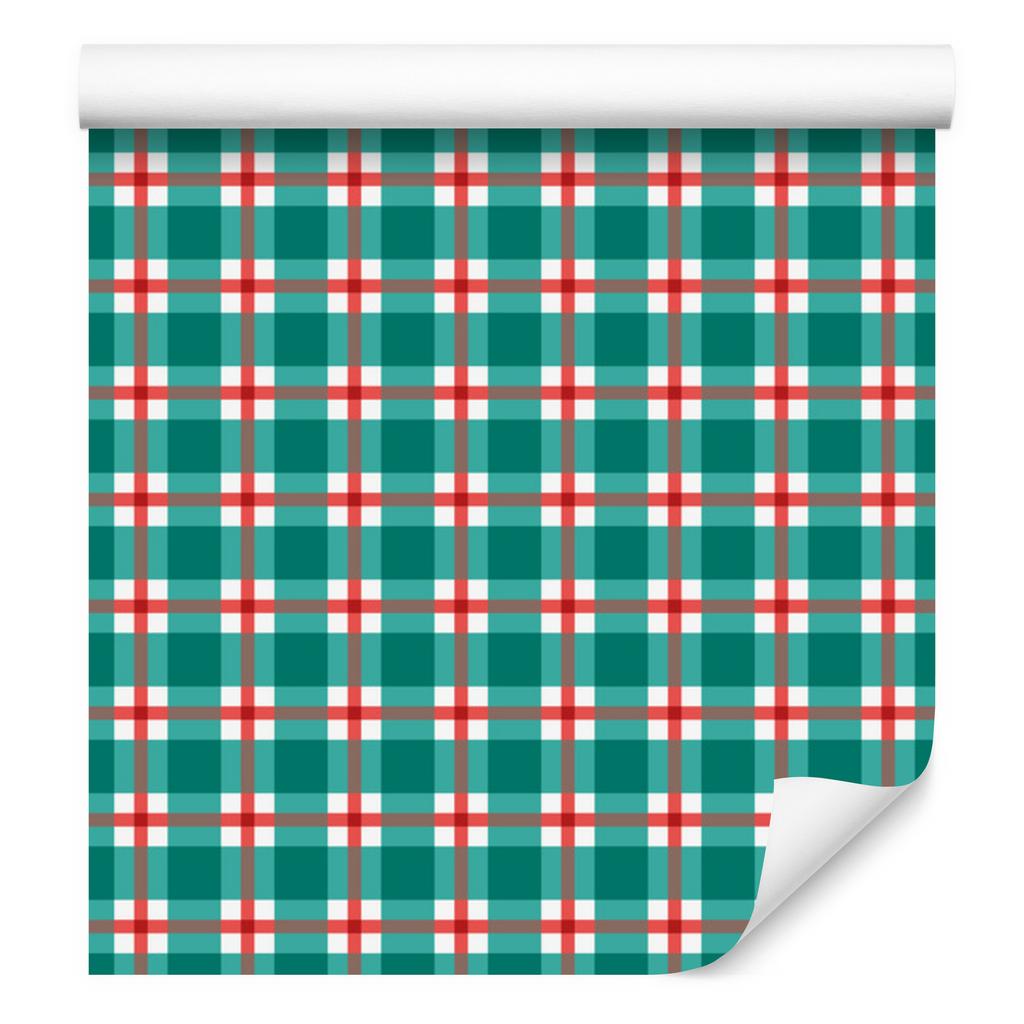 Vichy Plaid Wallpaper in Sea and Coral for Living Room and Bedroom 50x1000