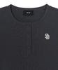 Emelbi Women'S Vintage Slim Ribbed Henley Neck Short Sleeve T-Shirt Sd (D.Charcoal Grey)